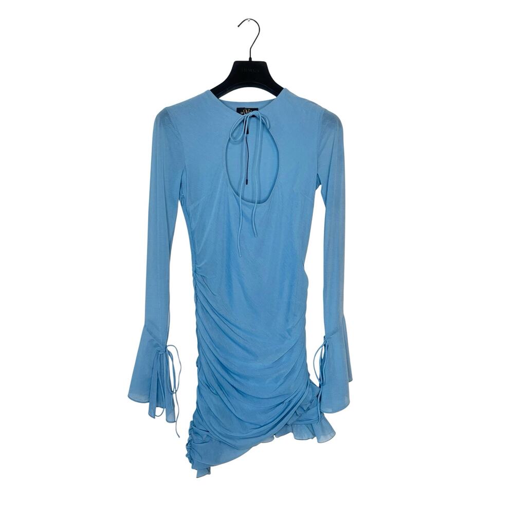 De LA Vali Blue Ruched Mini Dress Size 6 UK 2 US - Picture 2 of 7